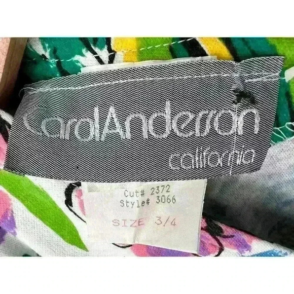 Vintage 90s Carol Anderson Maxi Dress Tropical Floral Cruise Summer Modest 3/4 - Picture 9 of 12